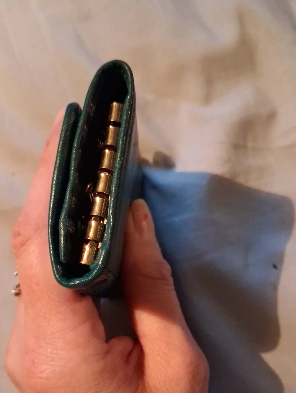 Textured Teal Women's Wallet - Elegant Patchwork Design